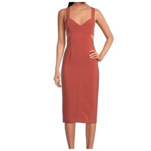 Gianni Bini Hope Crepe Sweetheart Neckline Cut Out Midi Dress